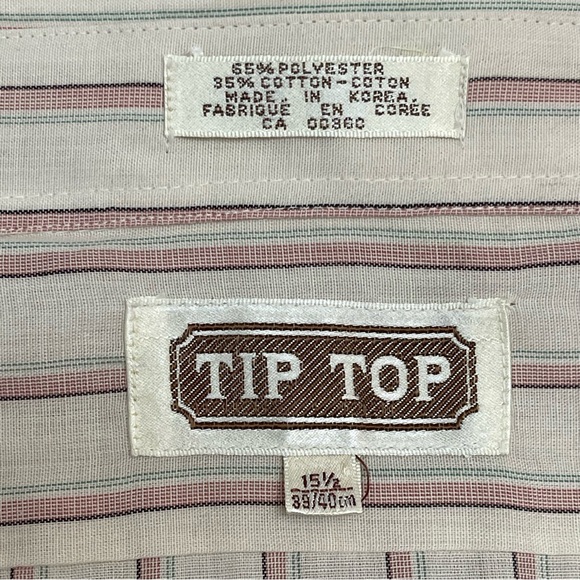 Vintage 70s Tip Top Striped Short Sleeve Button Up Shirt; Men’s 15.5; 39/40 cm - Picture 9 of 10